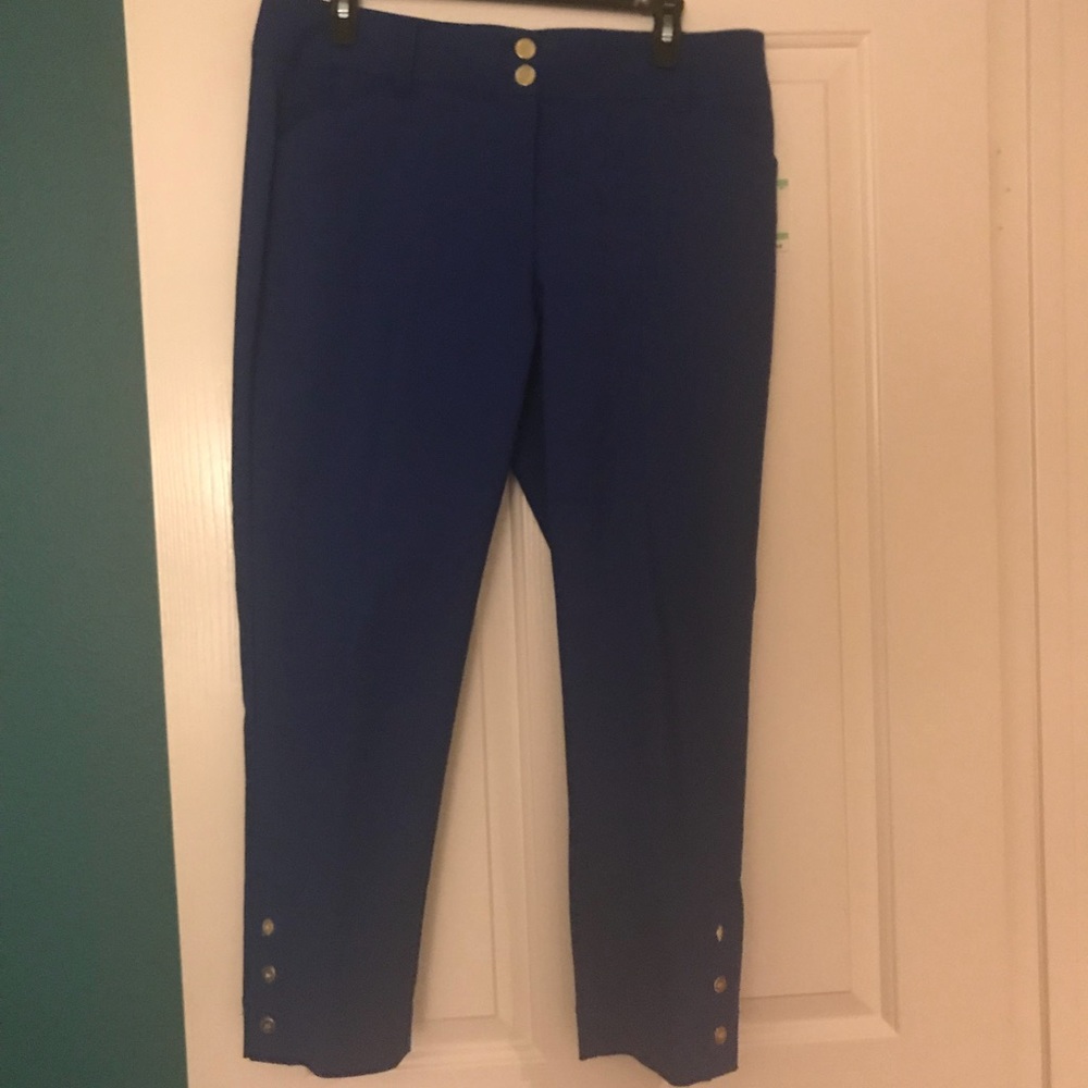Calvin Klein blue pants with gold buttons
